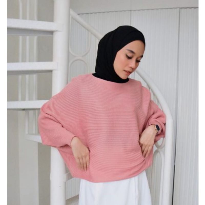 BATWING RAJUT OVERSIZE / PAKAIAN WANITA / ATASAN WANITA RAJUT / RAJUT TERBARU