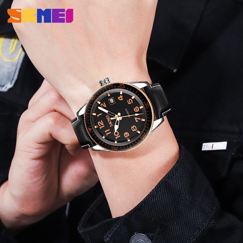 SKMEI 9232 Jam Tangan Pria Analog Tali Kulit Sport Watch WATCHKITE WKOS