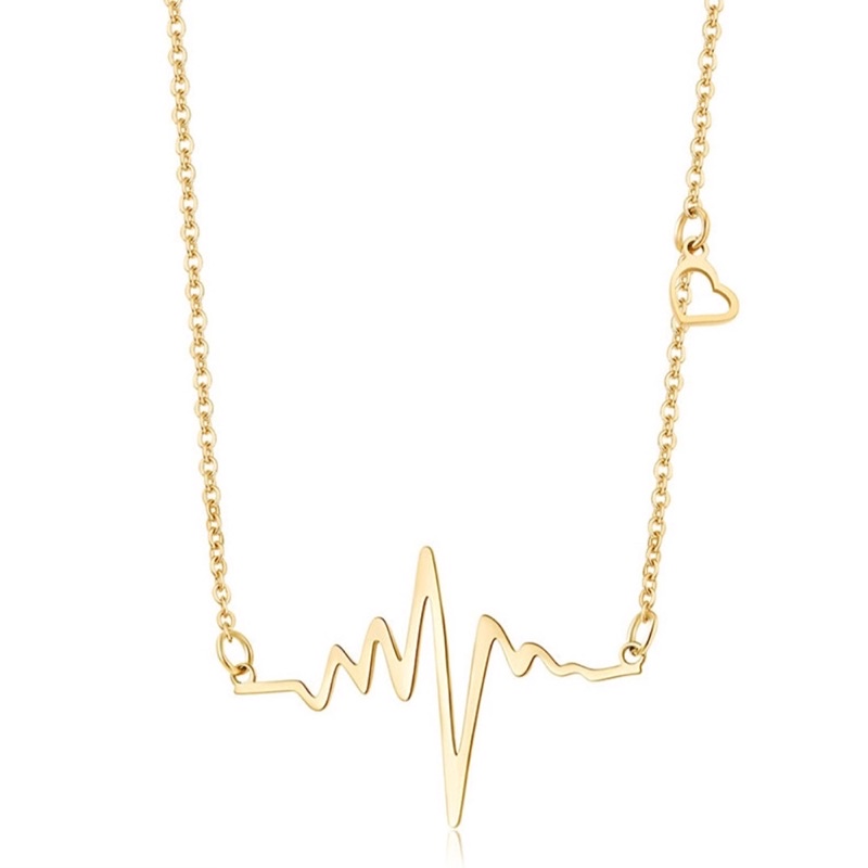 Kalung Rantai Klavikula Desain Ecg Warna Rose Gold  Creative ECG Rose Gold Necklace Untuk Aksesoris Perhiasan Kalung Wanita Model Choker Collar Dengan Liontin Bentuk Detak Jantung 10gr