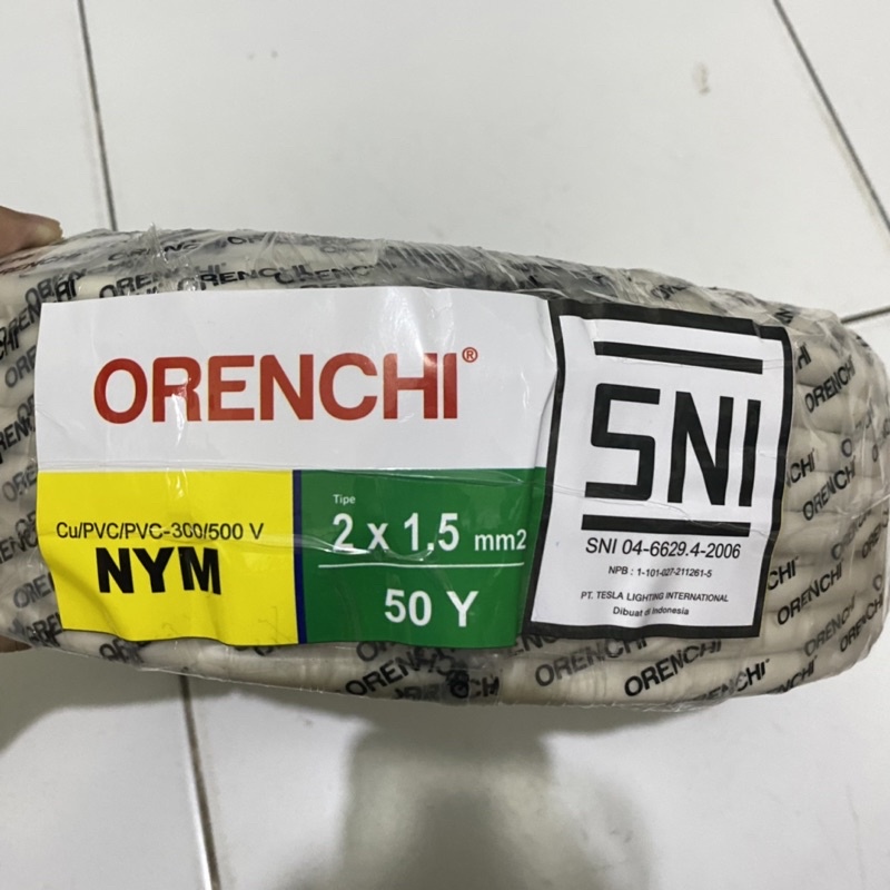 Kabel ORENCHI 2x1.5 50Y NYM SNI BATANG / Kabel Batang Tebalg