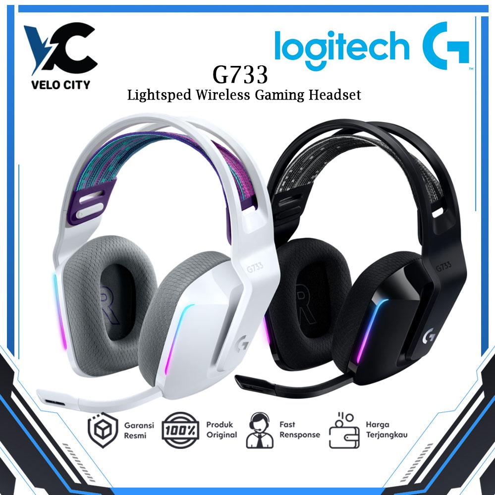 Headset Gaming Wireless Logitech G733 Lightspeed Ultra Lightweight Original Garansi 2 Tahun