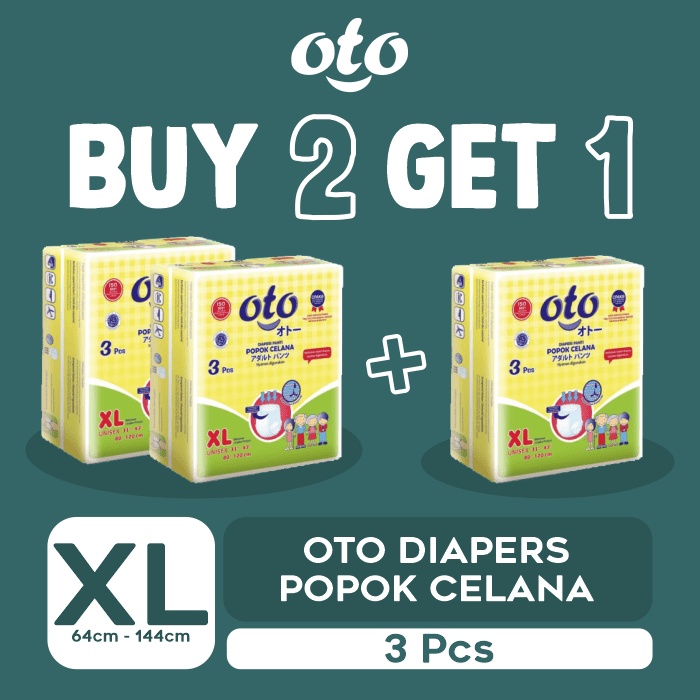 popok dewasa - kesehatan, diapers, perekat  RAK - OTO Diapers Adult Pants Popok Dewasa Celana Ukuran XL isi 3 pcs BUY 2 GET 1