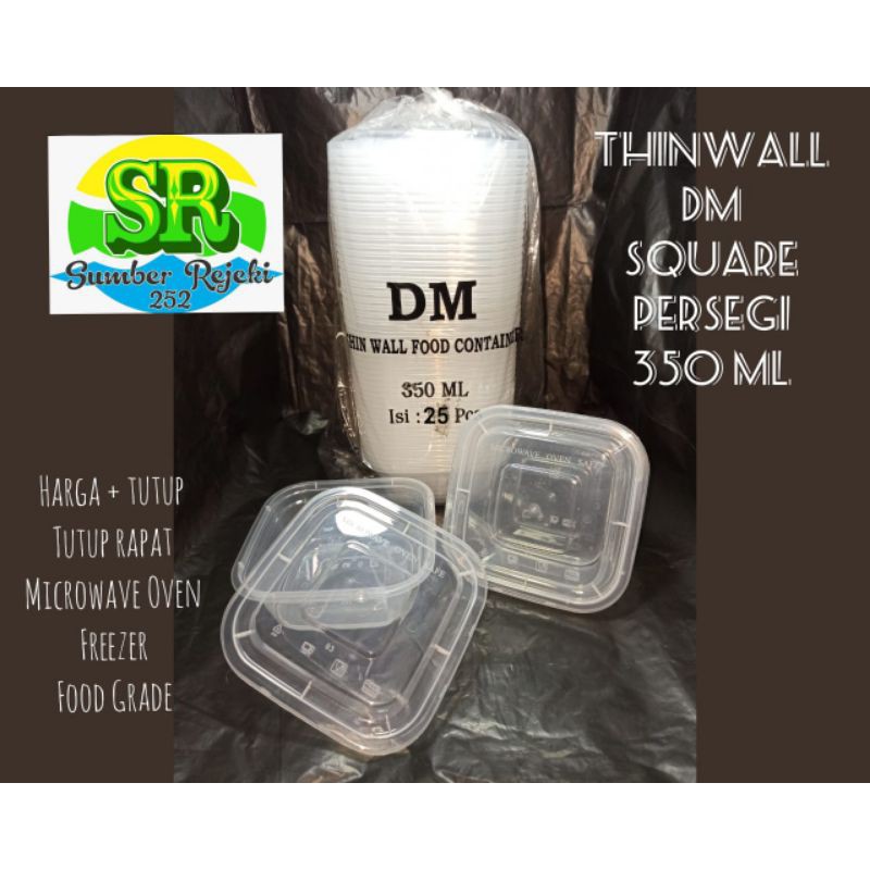 Thinwall/ Food Container/ Kotak Makan/takeaway/ Wadah Makanan Persegi 350ml Sq