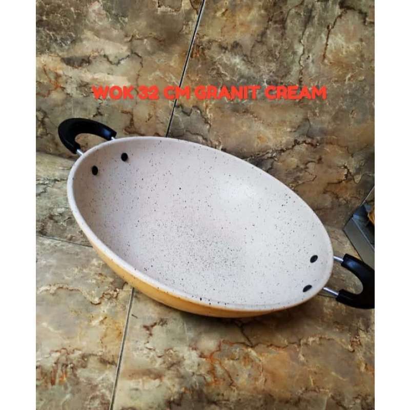 ALAMImart - Wok Granit Cream 30cm - Wajan Granit 30cm