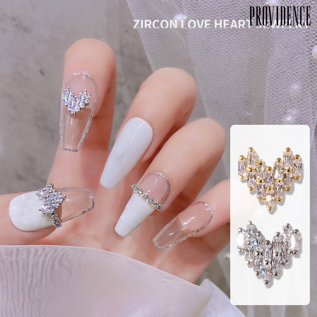 Providence 5Pcs Eye-catching Nail Decoration Exquisite Cubic Zirconia Decorative Heart Shape Nail Art Jewelry for Home