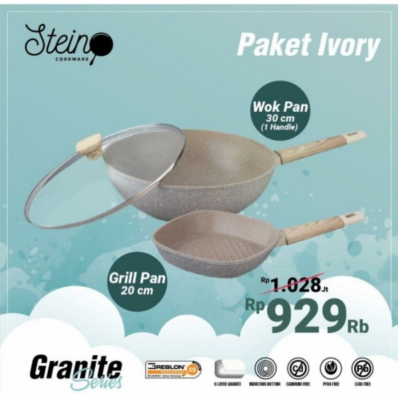 Stein Cookware Paket Ivory by Steincookware Granite Series Original