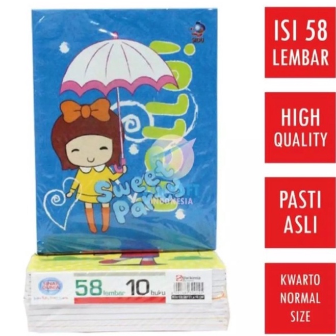 

BUKU TULIS SIDU ISI 38 & 58 LEMBAR 1 PACK 10 BUKU (PROMO) / BUKU TULIS SIDU ISI 38 & 58 LEMBAR