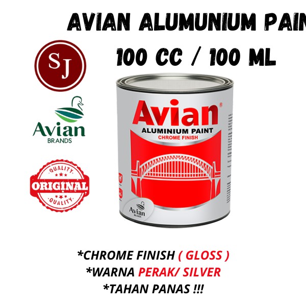 AVIAN CAT MINYAK ALUMINIUM 100 cc SILVER Bronze PERAK Cat BESI Chrome X Kangaroo 936 perak alumunium