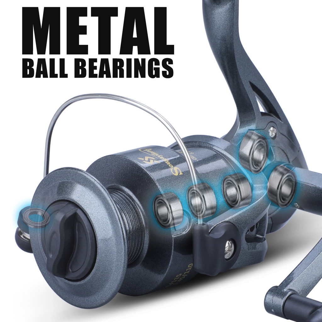 Spinning Fishing Reel Max Drag Full Metal Spool Spinning Reel 6 Ball Bearings 5.2:1 Rasio Gigi Kanan/Kiri Gagang Inter-changeable 1000 2000 3000 4000 Model Spinning Fishing Reel Air Asin Gulungan Pancing Air Tawar Gear Tackle Outdoor