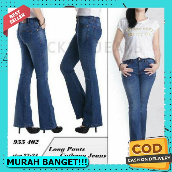 Promo.. Celana Reguler Jeans 7/8 Sablon Kupu-Kupu Wanita Selby - Celana Lepis Jeans Jins Levis Polos