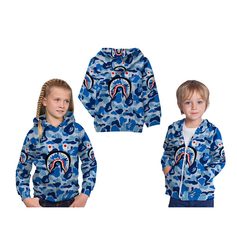 TiniShop - Bape Shark Hoodie / Jaket Hoodie Anak Bape Shark 3D FullPrint / Bape Shark Murah