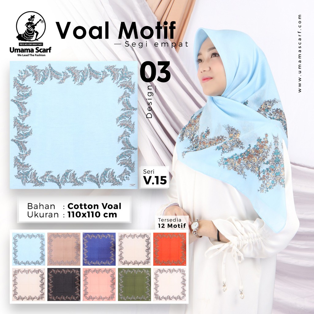 Grosir 10 Pcs Hijab Segi Empat Voal Motif 03 Bahan Cotton Voal - By Umama