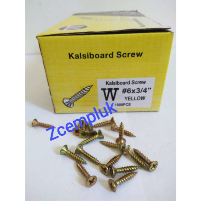Sekrup Kalsiboard 6x3/4" 1000 Pcs Merk W , Kalsiboard 6x1 Inch JMS Panda Skrup Kalsiboard GRC