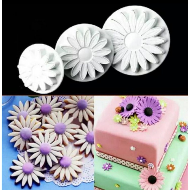 Cetakan Fondant Plunger Bunga Blossom Matahari Daisy Sunflower Fondant Cookies Bento Cutter Alat Dekor Kue