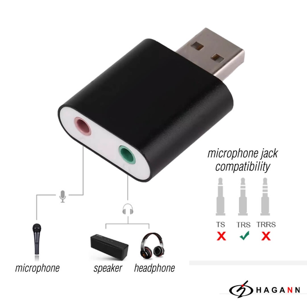 Soundcard 7.1 Converter USB to 3.5mm Aux Mini External Sound Card PC Son Card Audio Komputer Laptop