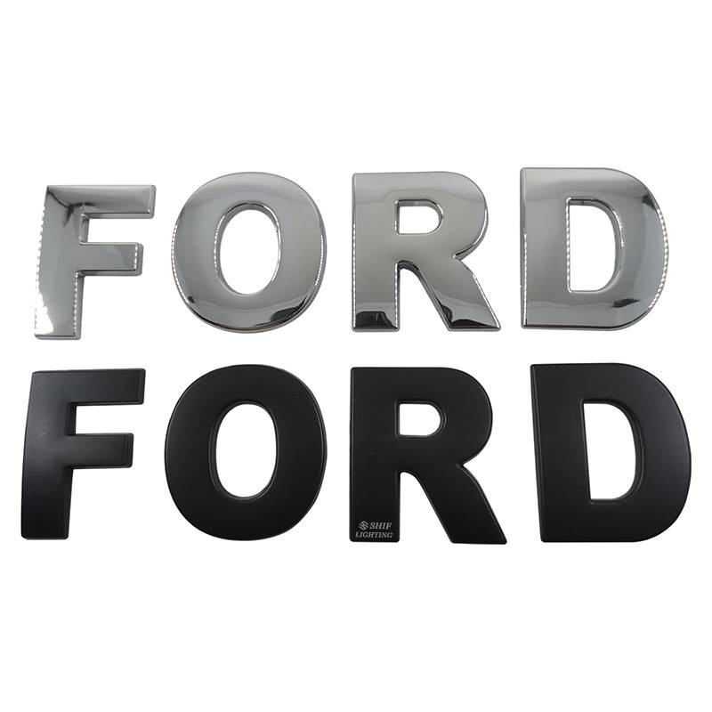 FORD Hood Emblem DIY Letter 45mm Chrome/Black Car Decals Stickers