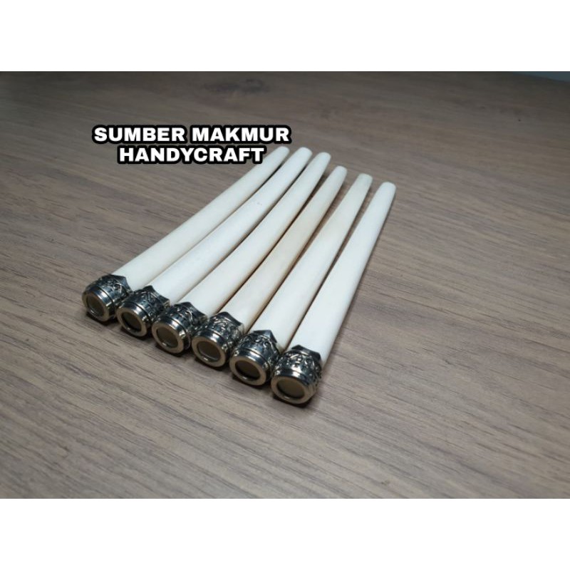 ONCE TULANG ALPAKA / ONCE PIPA TULANG SAPI KUNING UDAH DILENGKAPI RING ALPAKAH MEWAH