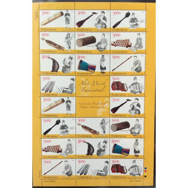Full Sheet Perangko Indonesia Alat Musik Tradisional 2014