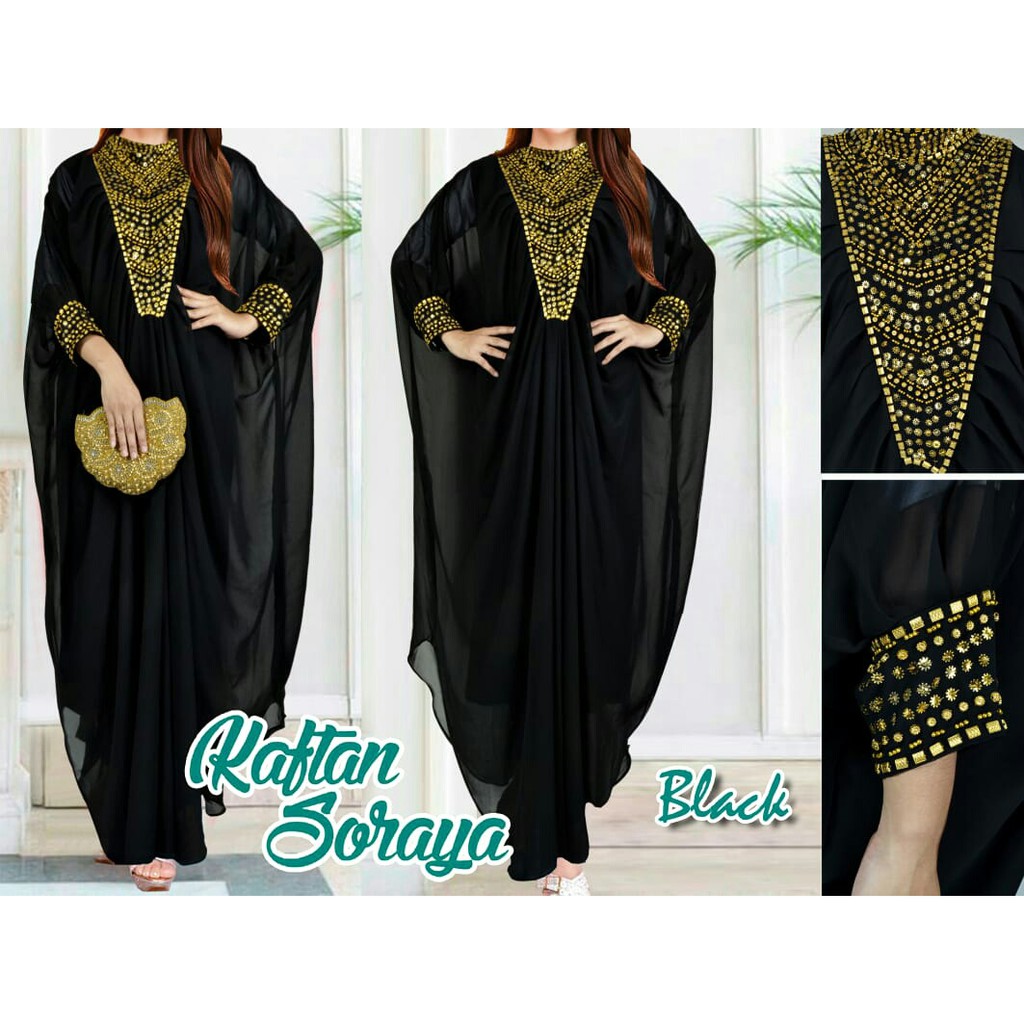 Arnis Soraya Kaftan Jumbo full Payet Gold Mewah