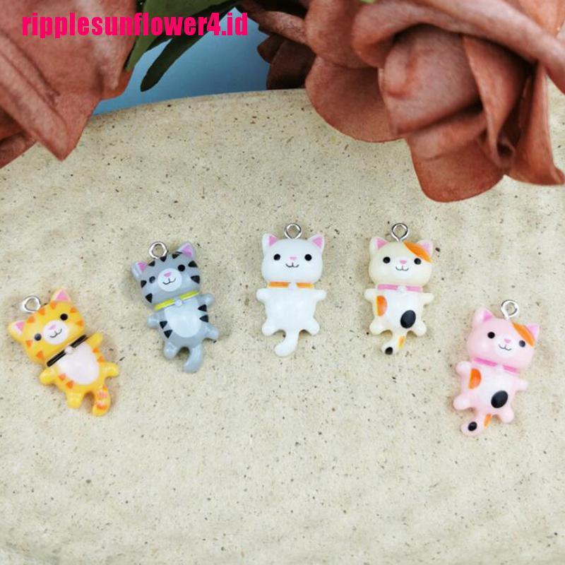 10pcs Liontin Bentuk Hewan Kucing Bahan Resin Untuk Membuat Perhiasan Anting