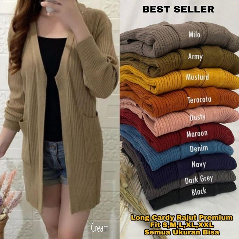 Long Cardy Rajut Premium Cardigan Tebal Wanita