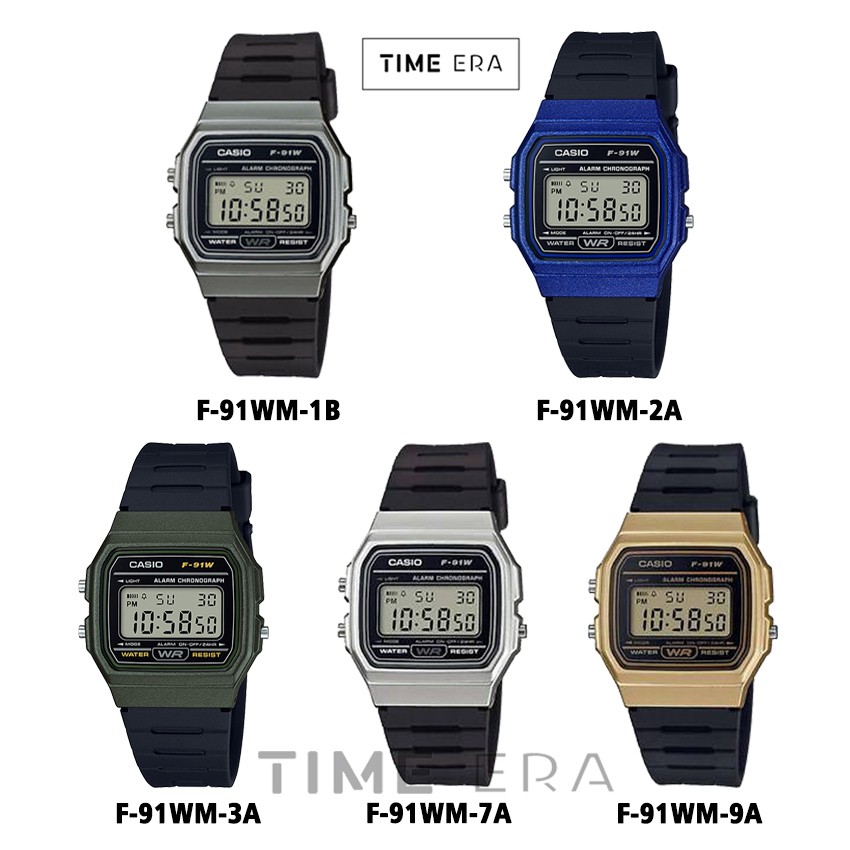 Casio Original F-91WM-7A / F91WM-9A 1B 2A 3A Jam Tangan Unisex Karet Gold Silver