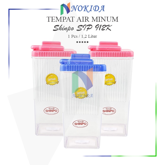 Nokida Tempat Air Minum Transparan Shinpo SIP 912K [1.2 Liter] / Botol Kulkas Polos / Shinpo Bottle 