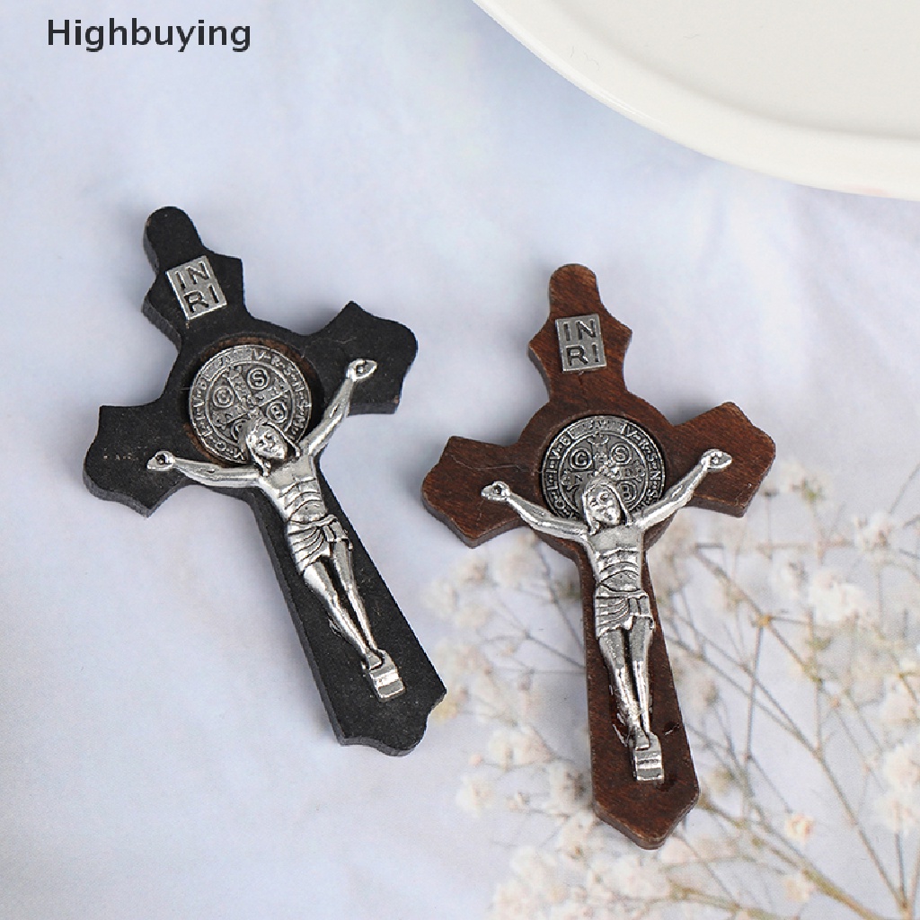 Ornamen Salib Yesus Bahan Kayu Untuk Perhiasan Kalung Glory