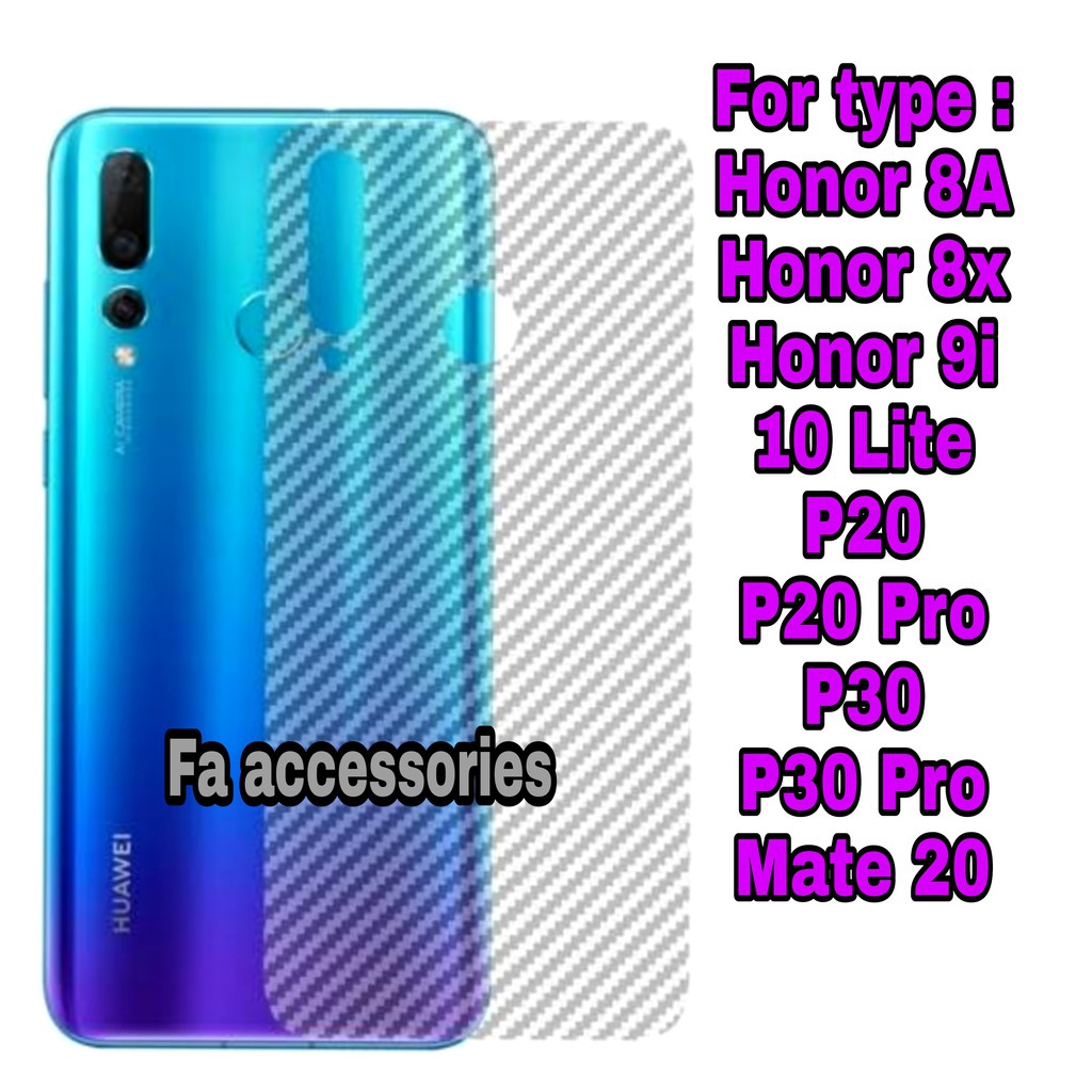 Huawei HONOR Y7 Y7PRO 8A 8X 9i 10 LITE P20 PRO P30 P30 PRO MATE 20 screen skin carbon antigores belakang