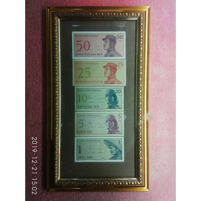 Uang kuno set sukarelawan thn 1964 + bingkai