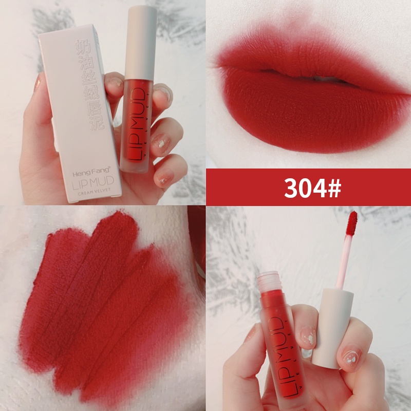 Lip Mud Lipstik Mate Super Velvet Hengfang Longlasting Lipstik Velvet Mate