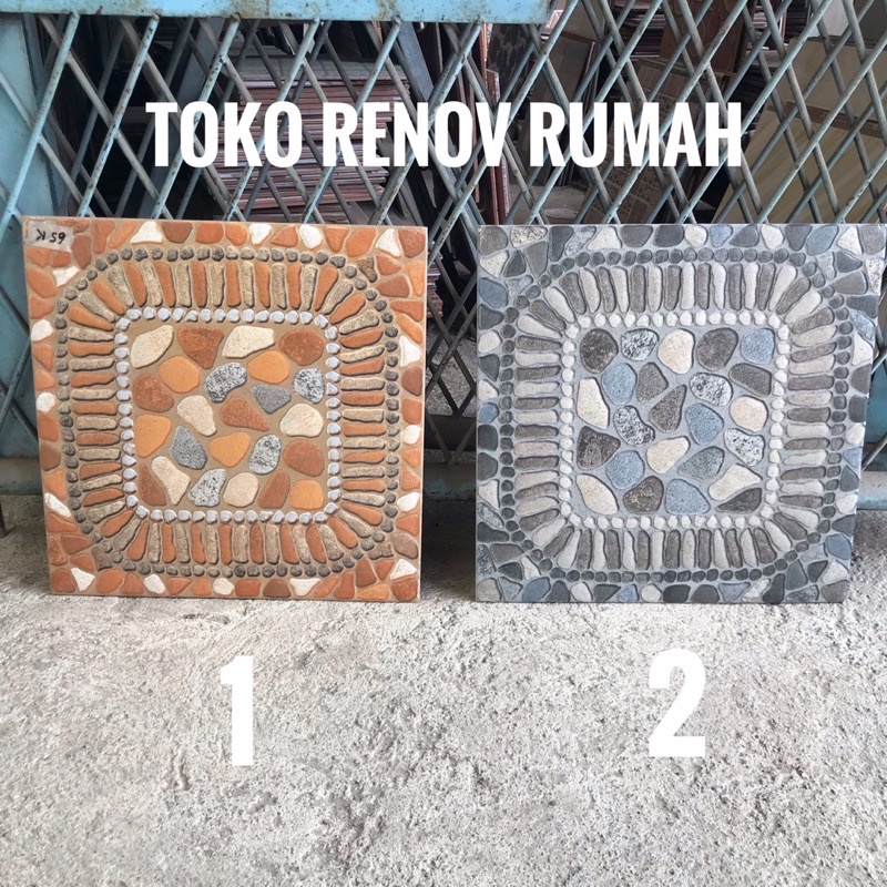 keramik 40x40 kasar/ keramik motif batu/ keramik garasi/ keramik taman/ keramik halaman/ keramik bat