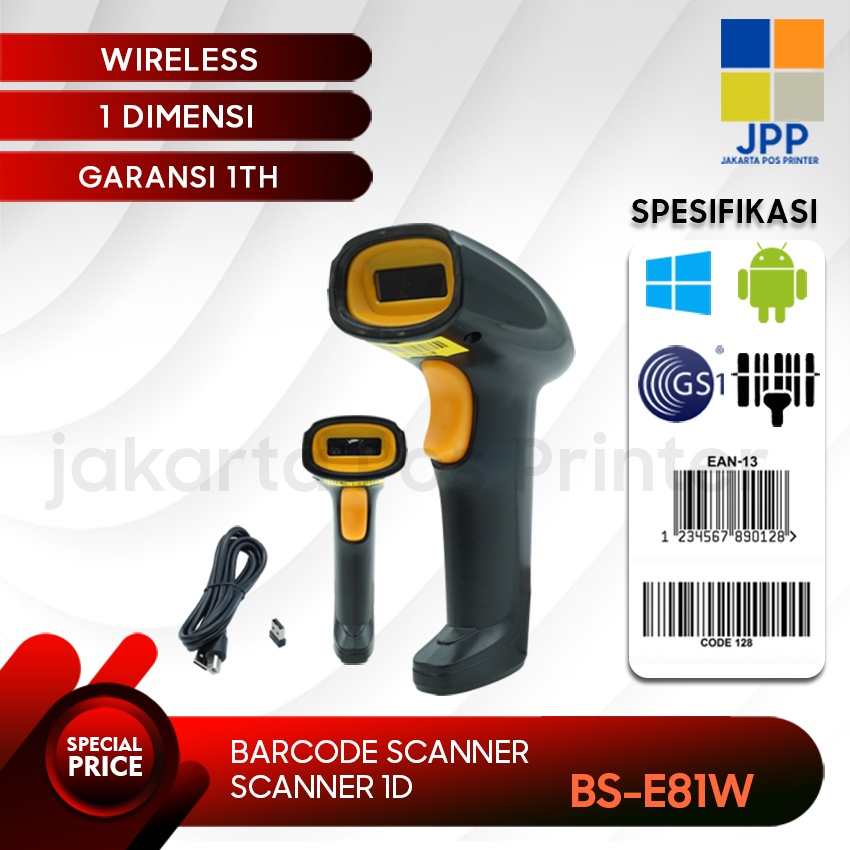 Barcode Scanner Wireless Iware BS - E81W - Scanner Barcode 1D Wireless Iware