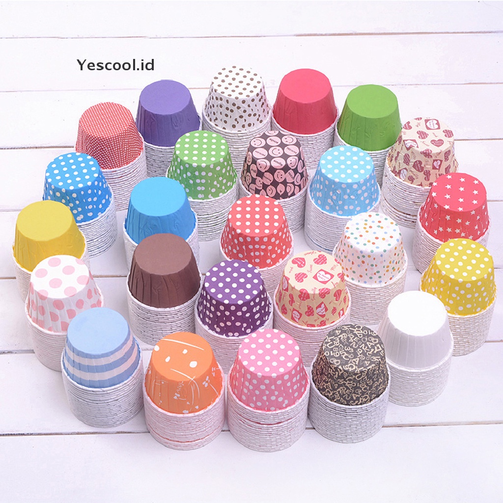 【Yescool】 Random 100 pcs Cupcake Liner Baking Cups Cupcake Mold Paper Muffin Cases Cake Decorating Tools .