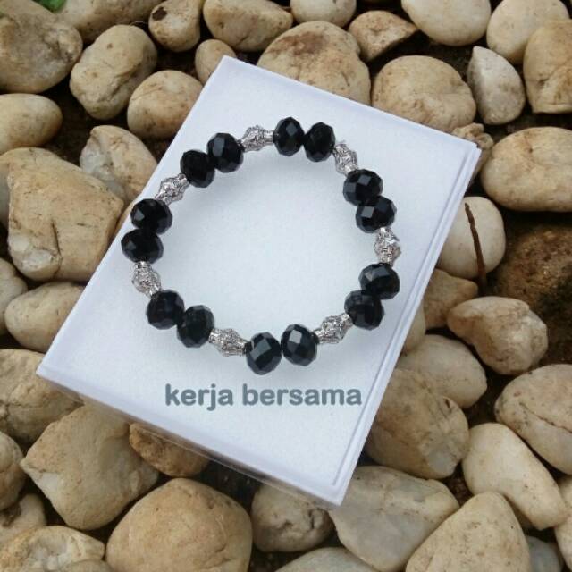 Gelang batu kristal hitam rangkai cantik