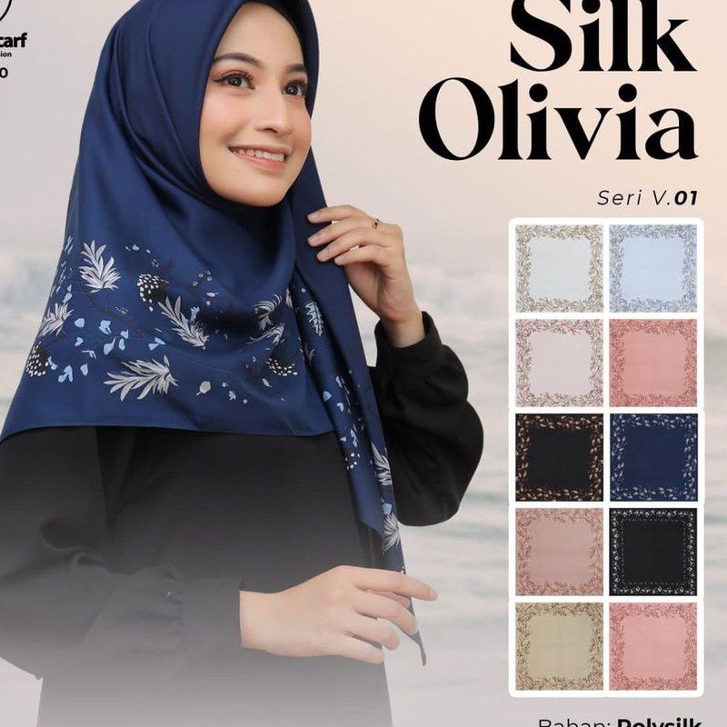 MURAH ! HIJAB UMAMA SILK OLIVIA JAHIT TEPI BAHAN POLY SILK PREMIUM JILBAB KERUDUNG SEGI EMPAT SQUARE