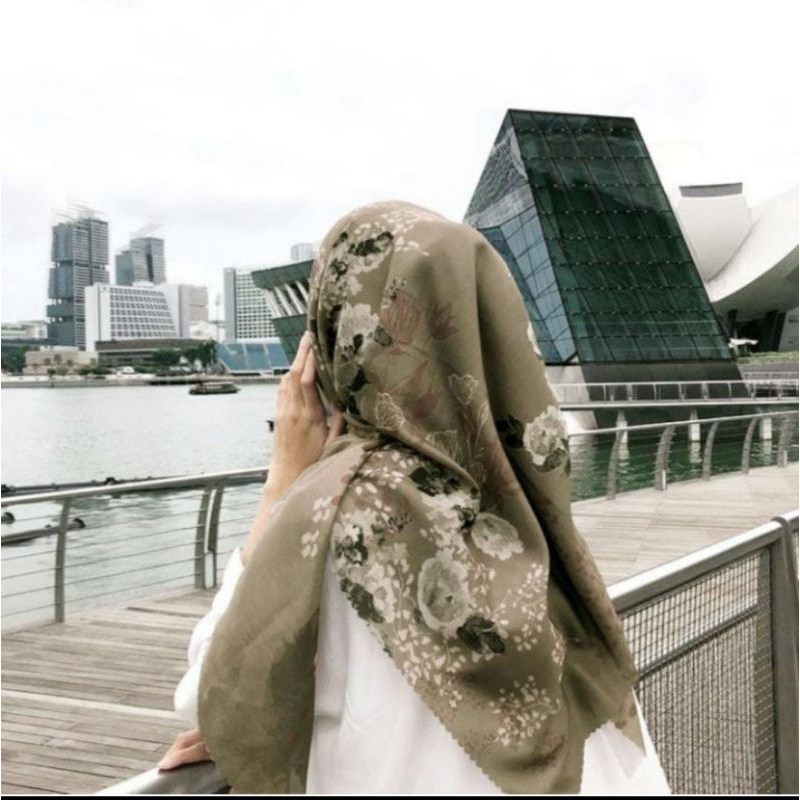 Terbaru !! Hijab Segiempat Voal Motif Diasya Kerudung Segiempat Motif