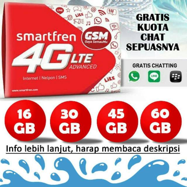 Smartfren paket data internet UNLIMITED 3GB 4GB 8GB 16GB 30GB 45GB 60GB