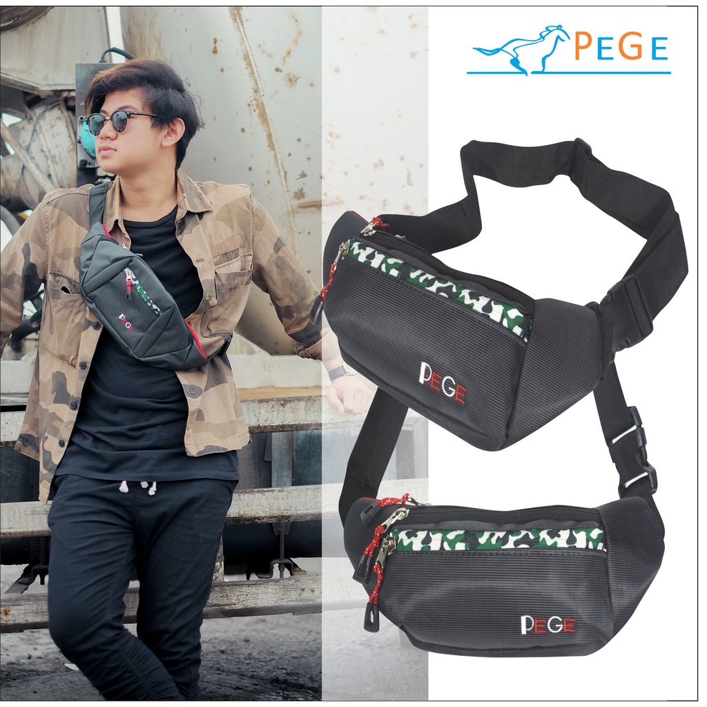 Tas Slempang Waistbag Pria Tas Pinggang PEGE Kasual Keren Kekinian - PG 8806