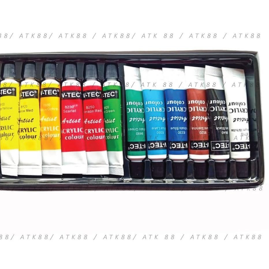 

[KODE DGTQI] Cat Acrylic Vtec 6Ml 12 warna Cat Acrilic Vtec 6ml Cat Akrilik Vtec