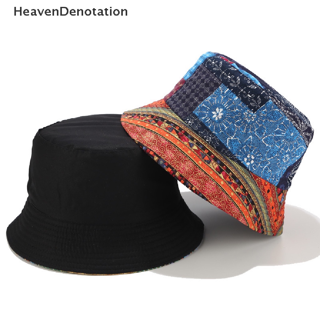 [HeavenDenotation] Vintage Fashion Women Men Bucket Hats Outdoor Print  Cap Travel Sunscreen Hat