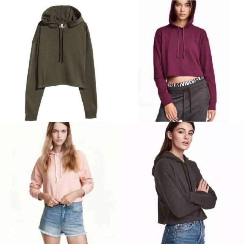 [ Ready ] H&M / Divided Basic Sweatshirt Hoodie Crop Original
