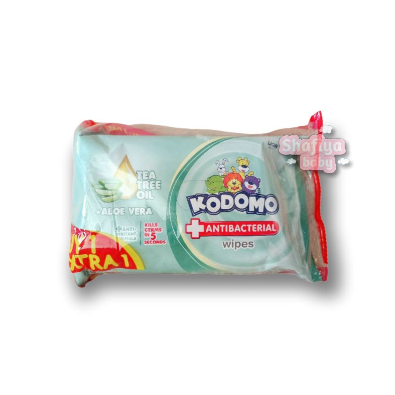 Kodomo Antibacterial Wipes Aloe Vera dan Tea 50's Buy 1 Get 1