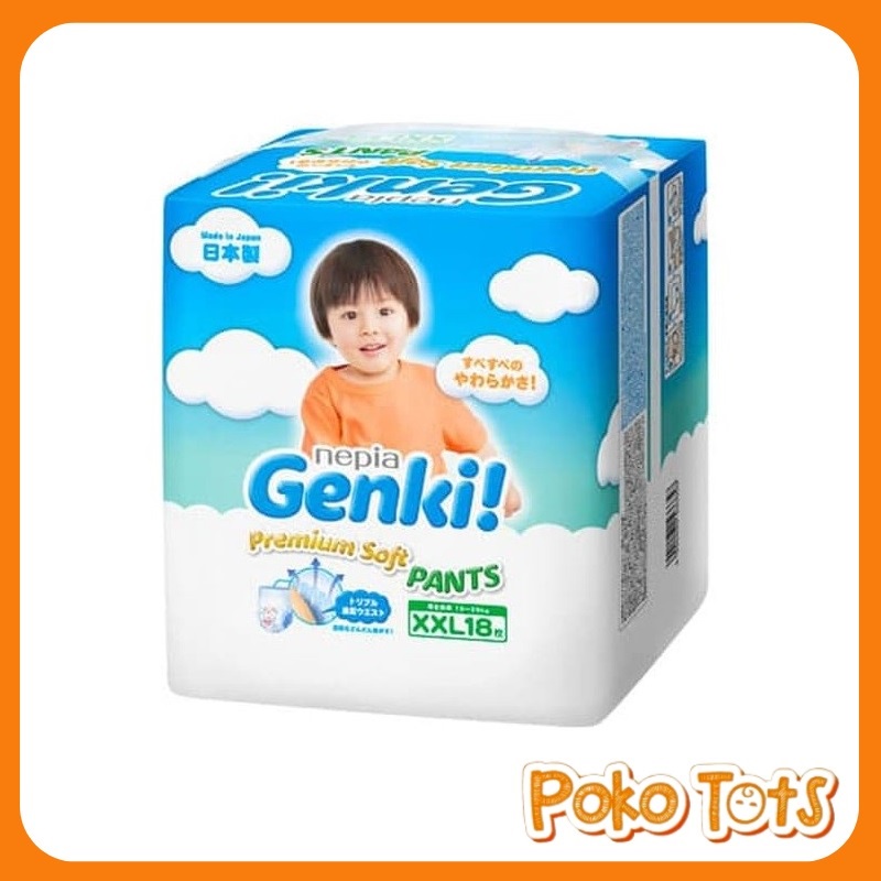 Nepia Genki XXL18 Premium Soft Diapers Pants Isi 18