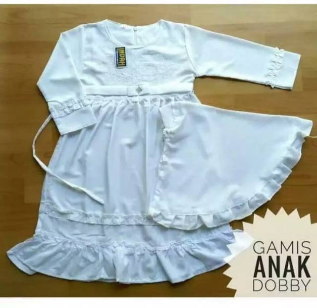 Gamis putih anak perempuan  gamis anak perempuan 6 sampai 12 tahun