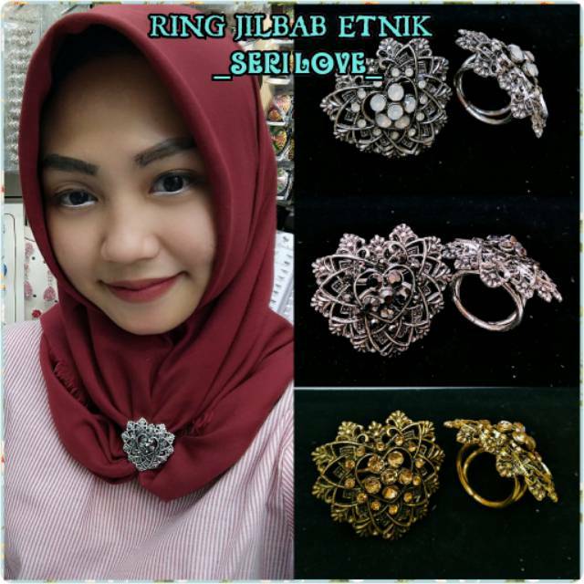 Isi 6pcs model ring jilbab etnik