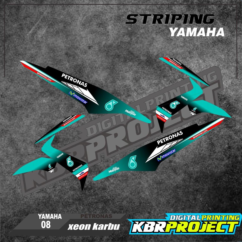 (cod) stiker motor - striping xeon karbu - motor yamaha - motor - xeon - sticker variasi - petronas