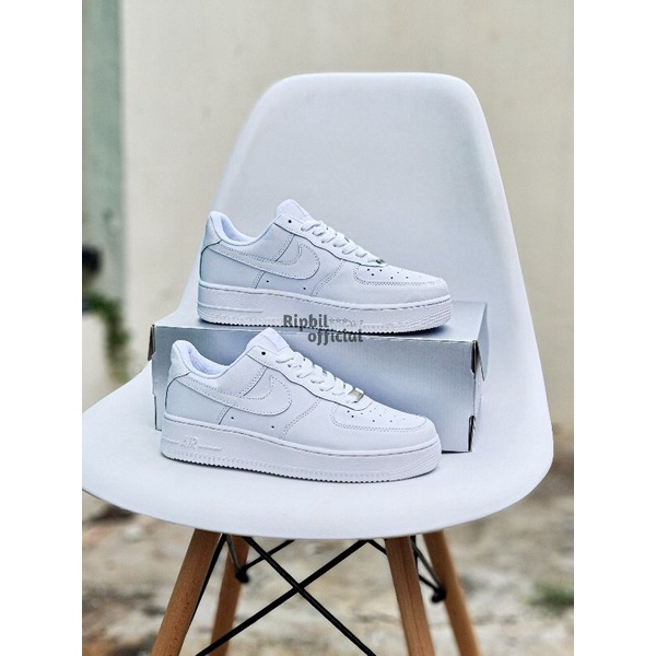 Sepatu • Air F*rce 1 Low Fullwhite Kualitas Premium