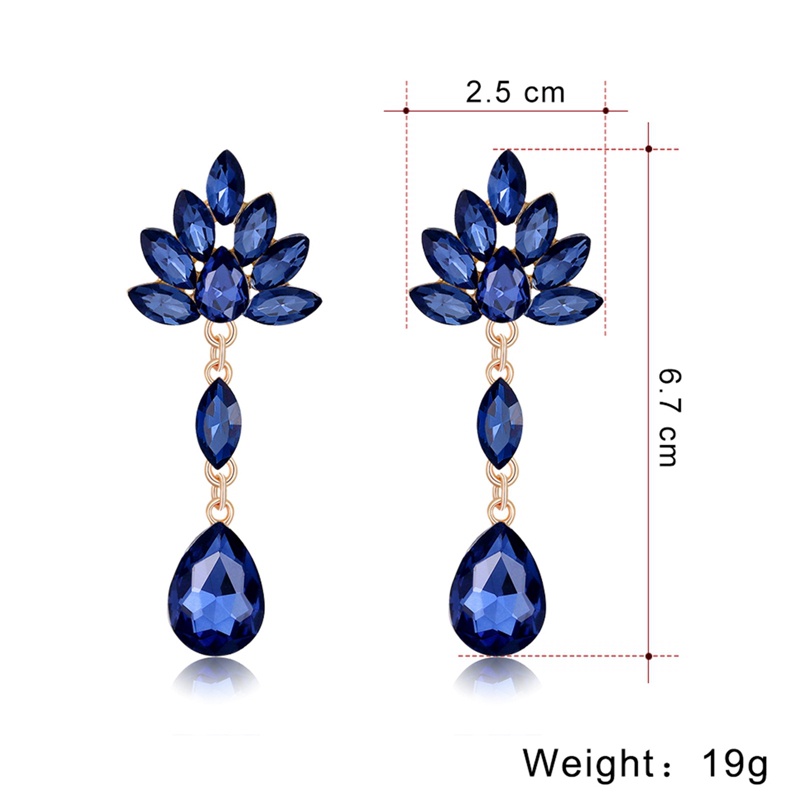 Ins Anting Tusuk Gantung Panjang Rose Gold Hias Cubic Zirconia Untuk Pengantin Wanita