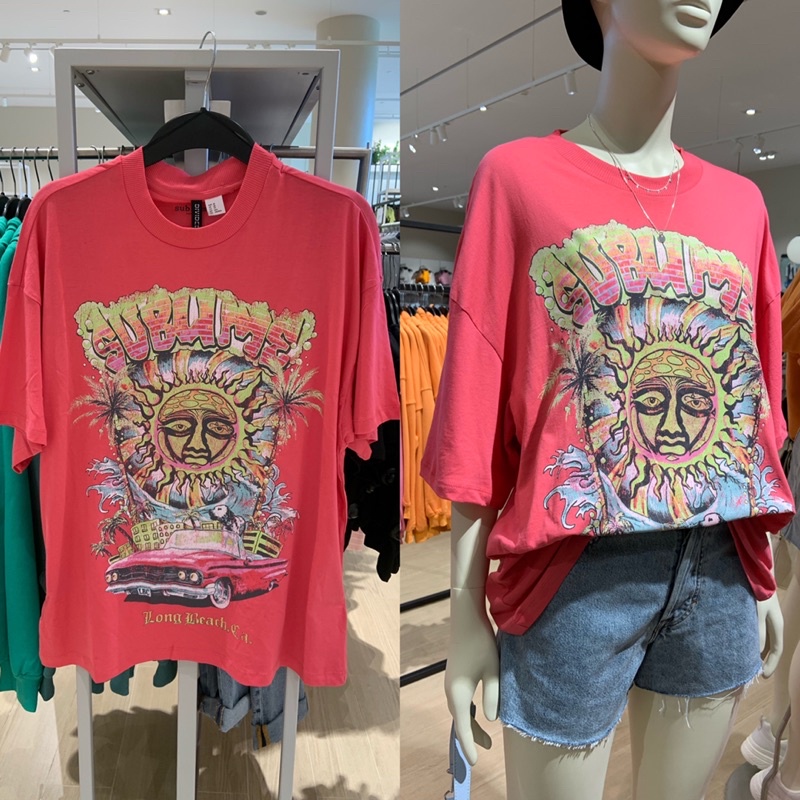H&M kaos sublime fuschia / gambar matahari best seller